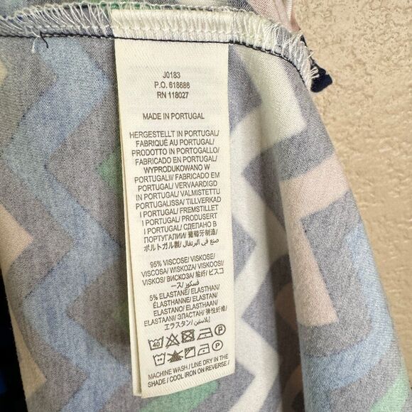 Boden Summer Wrap Dress Womens Size 12 Multicolor Chevron Print Stretch Jersey - Picture 6 of 11